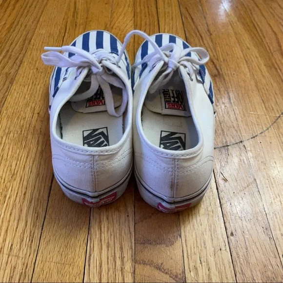 Vans Off The Wall Blue Stripe Size 6.5 Womens Sneakers Shoes Lace up - Picture 5 of 10